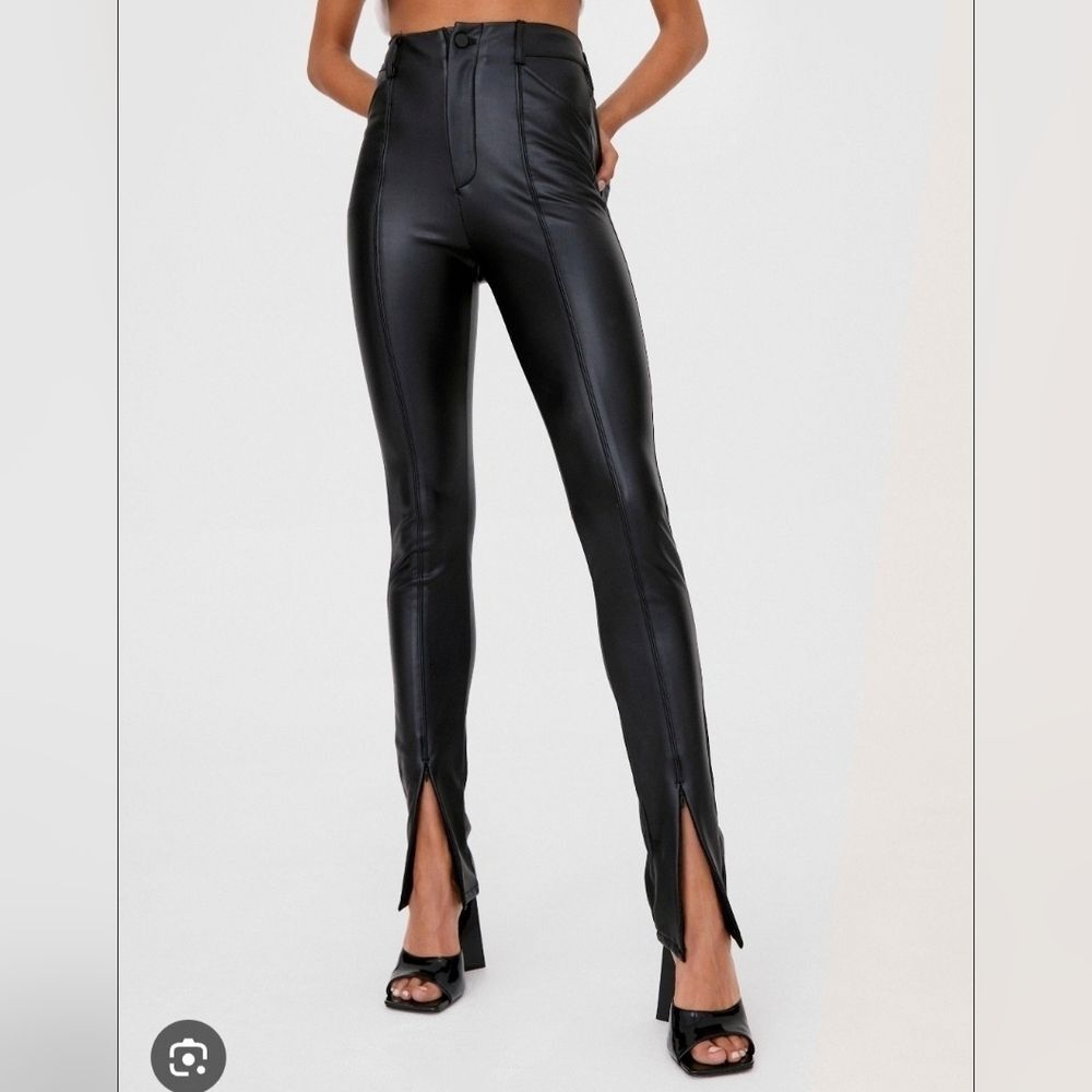 Nasty Gal Faux Leather Women's Black Pants XL High Waist New with tag
